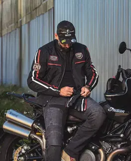 W-TEC Classic Jawa čierna s červeným s béžovým pruhom - S