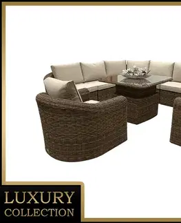 DEOKORK Ratanová modulová zostava rohová BORNEO LUXURY pre 8 osôb (hnedá)
