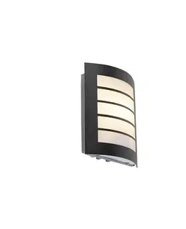 Vonkajšia nástenná lampa čierna IP44 so senzorom súmraku - Miro