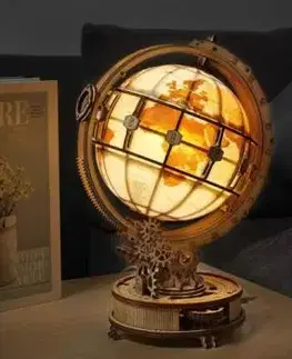 Drevené 3D Puzzle Glóbus s LED svetlom