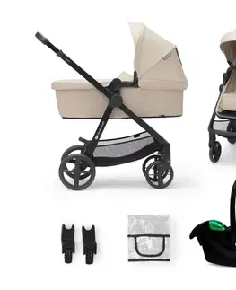 KINDERKRAFT - Kombinovaný kočík 3v1 NEWLY Sand beige + autosedačka MINK PRO KSNEWL00BEG300I