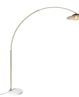 Moderná oblúková lampa biela orientálny tienidlo s bambusom 50 cm - XXL Rina