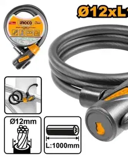 INGCO Zámok na bicykel 12x1000mm na kľúč INGCO KLC