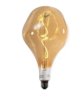 E27 Stmievateľná LED žiarovka so špirálovým vláknom PS160 zrkadlová zlatá 6W 100 lm 1800K