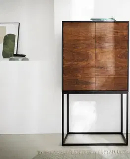 DELIFE Skriňa Vaag 80x150 cm sheesham prírodná mango čierny kov čierna 2 dvierka