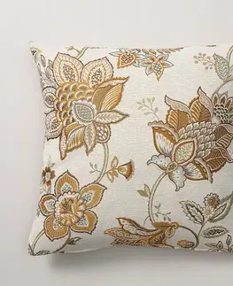 Dekoria Karin - jednoduchá obliečka, béžové kvety, 43 x 43 cm, Intenso Premium, 144-27