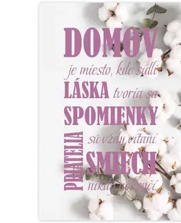Obraz s rámom na stenu - bavlnik vo fialovej