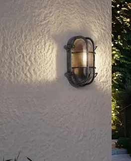 Vonkajšia nástenná lampa strieborná oválna IP44 - Noutica
