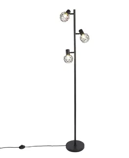 Dizajnová stojaca lampa čierna 3-svetlo nastaviteľná - Mesh