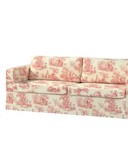 Dekoria Poťah na sedačku Karlstad (nerozkladáci, 3-miestný, dlhý), bordový vzor na svetlobéžovom podklade, 224 x 89 x 64 cm, Avinon, 132-15