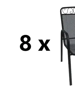 8 ks BABU záhradná kovová stolička, čierna