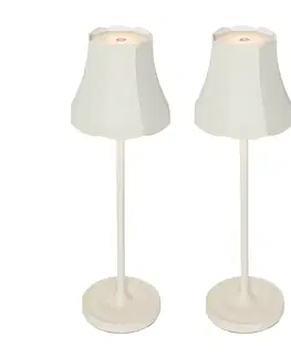 Sada 2 retro stolových lámp smotanová nabíjateľná IP44 - Granny