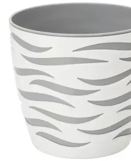 Kvetináč Sahara duo 14 cm biela + platinová