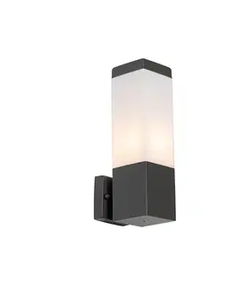 Moderná vonkajšia nástenná lampa tmavosivá s opálom - Malios
