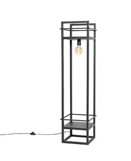 Priemyselná stojaca lampa čierna - Cage Rack