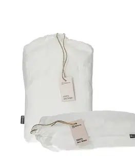 Dekoria Súprava posteľných ľanových obliečok Linen 220x200cm white, 220 x 200 cm/ 2 poszewki 70 x 80 cm