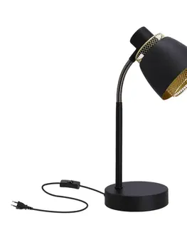 Stolová lampa Aleksandria, tienidlo e14, čierne+zlaté
