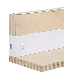 Drevená nástenná lampa + biela s poličkou LED 4000k - POSLEDNÝ KUS
