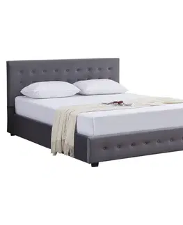 KONDELA Mindy 160 čalúnená manželská posteľ s úložným priestorom 160x200 cm sivá (Velvet)