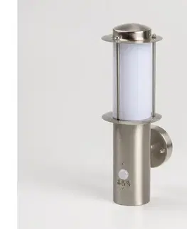  LED vonkajšie nástenné svietidlo s pohybovým senzorom 1xE27/4,9W/230V IP44 matný chróm 9A21987