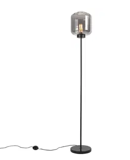 Inteligentná stojaca lampa čierna s dymovým sklom vrátane Wifi ST64 - Qara