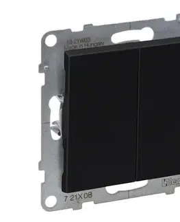 Legrand - Dvojitý schodiskový vypínač bez rámčeka č. 6+6 SUNO čierny 721408