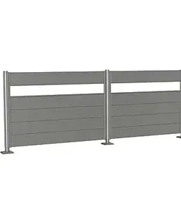 Biohort Zástena na ochranu súkromia BIOHORT s akrylovým panelom - výška 137 cm (šedý kremeň metalíza) 145 × 137 × 4,4 cm