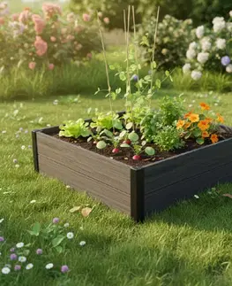 KETER Vyvýšený záhon HEDGE SQUARE | sivá