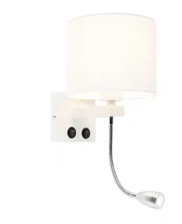 Moderná nástenná lampa biela s bielym tienidlom - Brescia