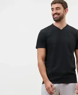 Tričká s výstrihom do V, 2 ks, čierne