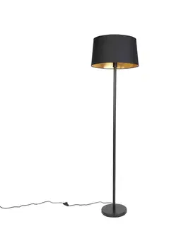 Inteligentná stojaca lampa čierna s čiernym tienidlom 45 cm vrátane Wifi A60 - Simplo