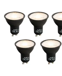 Sada 5 ks GU10 LED svietidlo čierne 7W 610 lm 3000K