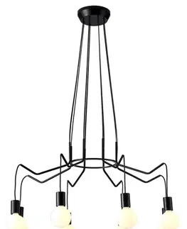 Závesná stropná lampa, matná čierna, 8x40W, Basso