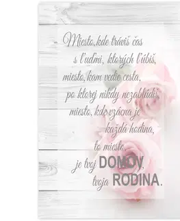 Obraz v ráme - ruža s textom