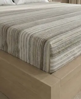 Kvalitex Bavlnené napínacie prestieradlo sprúžkami, šedo-béžové, 80 x 200 cm, 80 x 200 cm