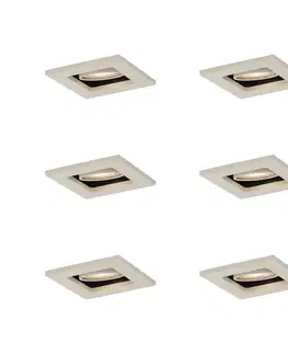 Sada 6 moderných zapustených bodových svetiel béžová GU10 50 mm otočné a naklápacie - Qure