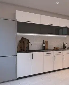 CORAL kuchynská linka 280, biely lesk / antracit lesk
