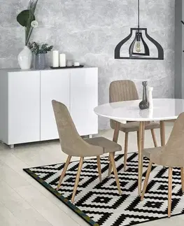 HALMAR Edward rozkladací jedálenský stôl biely lesk / dub san remo
