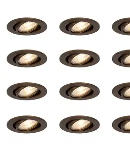 Sada 12 moderných otočných zabudovaných bodových svetiel tmavá bronz - Cisco