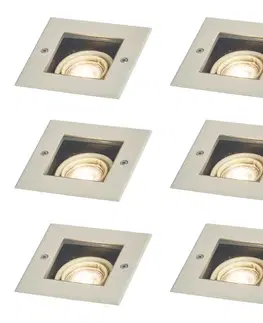 Sada 6 moderných béžových zemných bodových svetiel GU10 50 mm otočných a naklápacích IP65 - Oneon
