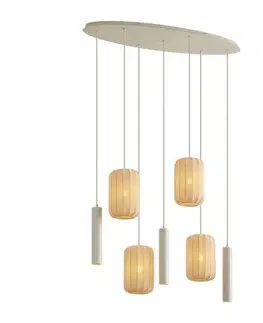 Japandi závesná lampa béžová 7-svetelná - Pluni Tuba