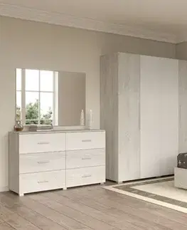 ROMER šatníková skriňa 4D, biela/light artwood