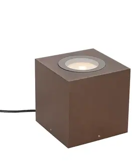 Priemyselné záhradné reflektorové svetlo hrdzavohnedé štvorcové IP65 AR111 - Lennard