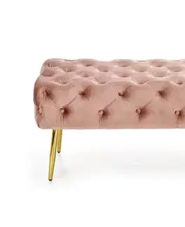 HALMAR Athena čalúnená lavica do predsiene ružová / zlatá