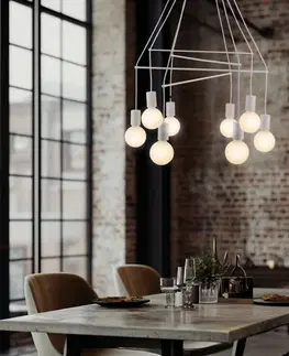 Závesná lampa matná biela 8xE27 dvojitý okruh Alto