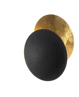 Moderná nástenná lampa čierna so zlatom - Sunrise