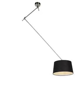 Osvetlenie na závesenie z ocele s čiernym ľanovým tienidlom 35 cm - Blitz