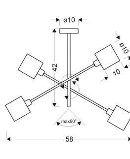 Závesná stropná lampa v saténovo-niklovom prevedení, 4x40W, Sax