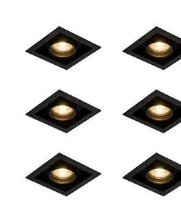 Sada 6 moderných zapustených bodových svetiel čierna nastaviteľná - Roof