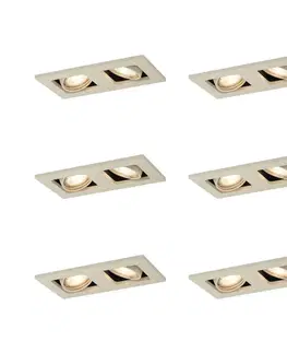 Sada 6 moderných zapustených bodových svetiel béžová GU10 50 mm nastaviteľné 2-svetlá - Qure